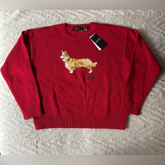 Ralph Lauren Intarsia-Knit Corgi Cotton Sweater Large NWT,New Products : American Fashion Style Bags On Sale